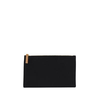 Picture of AKRABU 16OZ CANVAS BLACK ZIP POUCH with Leather Pull