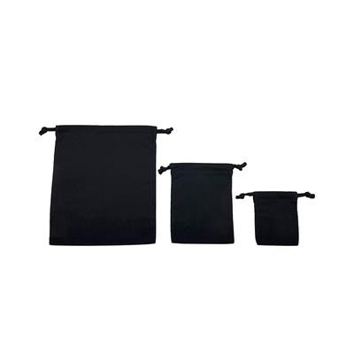 Picture of SMALL, MEDIUM, LARGE BLACK 5OZ COTTON DRAWSTRING POUCHES