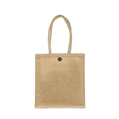 Picture of BUNDI 100% ECO NATURAL LAMINATED JUTE BAG with Coconut Button & Long Dyed Cotton Cord Handles