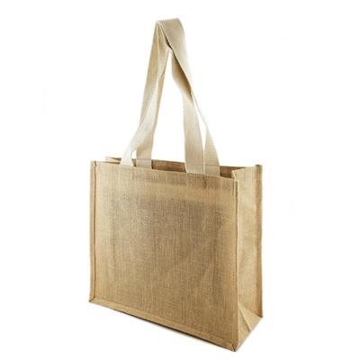 Picture of CHUI 100% ECO JUTE SHOPPER NATURAL TOTE BAG with Long Cotton Webbing Handles.