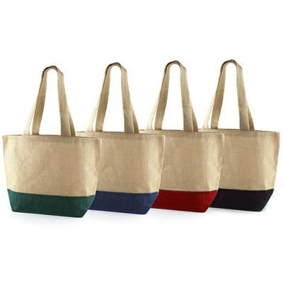 Picture of DUBU JUTE SHOPPER TOTE BAG with Black Dyed Base