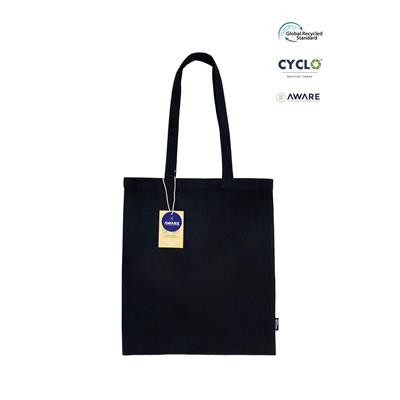 Picture of FALUSI BLACK 7OZ RECYCLED COTTON & RPET TOTE BAG