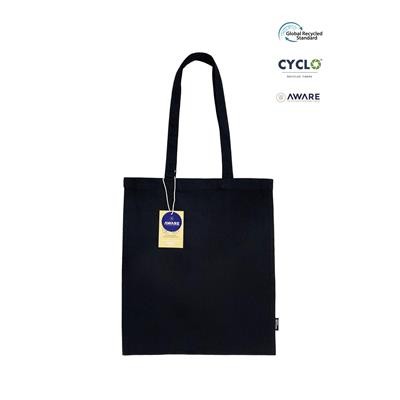 Picture of FALUSI BLACK ECO SHOPPER 7OZ TOTE BAG MADE FROM 70% RECYCLED COTTON & 30% RECYCLED POLYESTER(RPET).