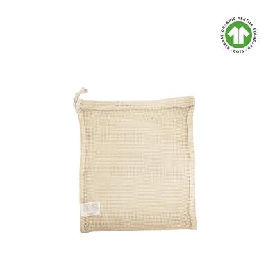 Picture of HUA 100% ORGANIC COTTON MESH PRODUCE BAG with Cotton Panel & Cotton Tape Drawstring Closure.