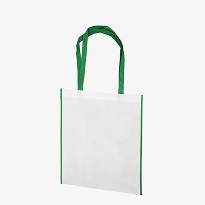 Picture of KIMA GREEN 80GSM NON-WOVEN PP TOTE BAG with Colour Trim & Handles