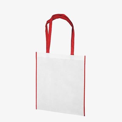 Picture of KIMA RED 80GSM NON-WOVEN PP TOTE BAG with Colour Trim & Handles