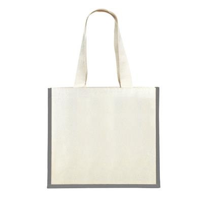 Picture of KONGONI GREY 100% COTTON ECO SHOPPER 10OZ TOTE BAG with Dyed Gusset & Long Handles.