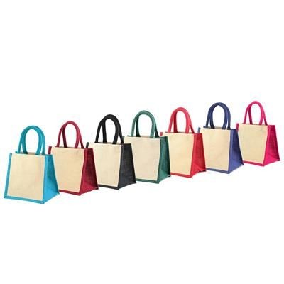 Picture of MINI JUKO NATURAL LAMINATED JUTTON BAG with Dyed Handles & Gusset