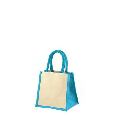 Picture of MINI JUKO TURQUOISE 100% ECO LAMINATED JUTTON BAG.