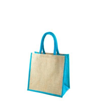 Picture of MAMBA CT TURQUOISE 100% ECO MEDIUM LAMINATED JUTE BAG .