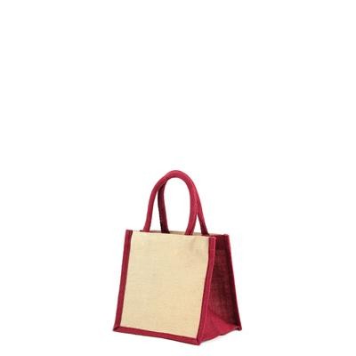 Picture of MINI JUKO BURGUNDY 100% ECO LAMINATED JUTTON BAG.