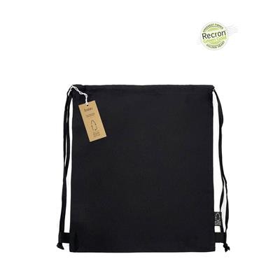 Picture of PANZI BLACK ECO DRAWSTRING 5OZ BAG MADE FROM 100% RECYCLED PLASTIC BOTTLES (RPET)