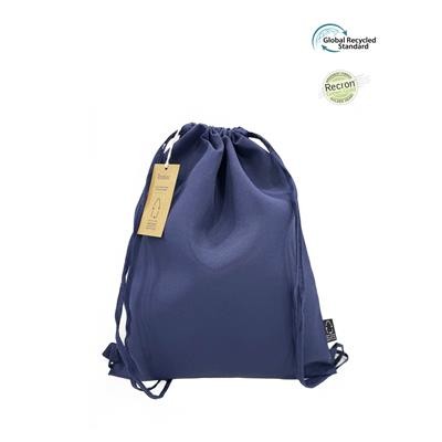 Picture of PANZI NAVY ECO DRAWSTRING 5OZ BAG MADE FROM 100% RECYCLED PLASTIC BOTTLES (RPET)