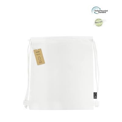 Picture of PANZI WHITE ECO DRAWSTRING 5OZ BAG MADE FROM 100% RECYCLED PLASTIC BOTTLES (RPET).