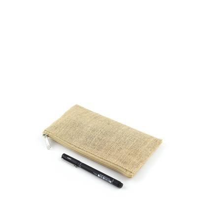 Picture of PONO 100% UNLAMINATED NATURAL JUTE PENCIL CASE with Nylon Zipper & Silver Chrome Puller.