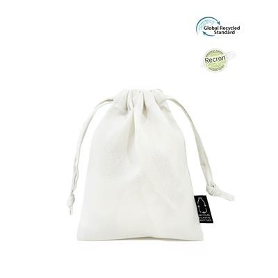 Picture of RPET POUCH WHITE ECO DRAWSTRING 5OZ POUCH MADE FROM 100% RECYCLED PLASTIC BOTTLES (RPET).