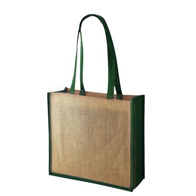 Picture of SIMBA CT GREEN 100% ECO JUTE SHOPPER TOTE BAG with Dyed Gusset & Matching Dyed Long Jute Handles.
