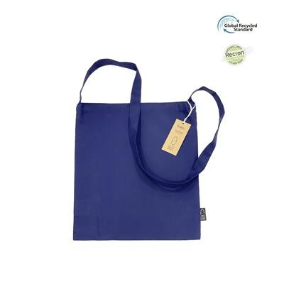 Picture of SULI NAVY ECO SHOPPER 5OZ TOTE BAG MADE FROM 100% RECYCLED PLASTIC BOTTLES (RPET)