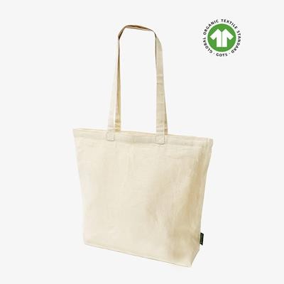 Picture of TAFI NATURAL 8OZ GOTS ORGANIC CANVAS ZIPPERED TOTE BAG