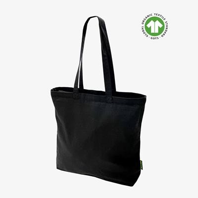 Picture of TAFI FC BLACK 8OZ GOTS ORGANIC CANVAS ZIPPERED TOTE BAG