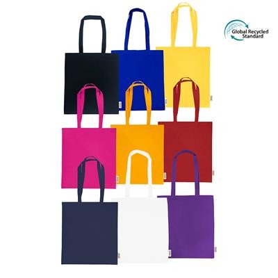 Picture of TWIGA 5OZ RECYCLED COTTON RPET LONG HANDLE SHOPPER TOTE BAG
