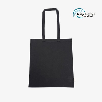 Picture of TWIGA BLACK 5OZ RECYCLED COTTON RPET LONG HANDLE SHOPPER TOTE BAG