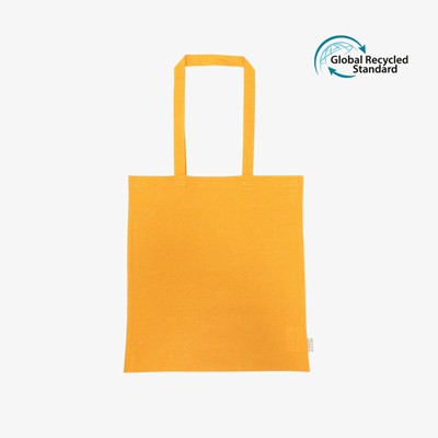 Picture of TWIGA MUSTARD 5OZ RECYCLED COTTON RPET LONG HANDLE SHOPPER TOTE BAG