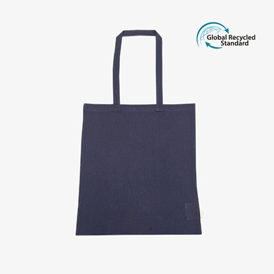 Picture of TWIGA NAVY 5OZ RECYCLED COTTON RPET LONG HANDLE SHOPPER TOTE BAG