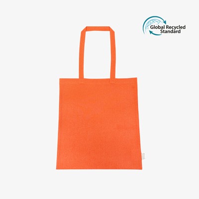 Picture of TWIGA ORANGE 5OZ RECYCLED COTTON RPET LONG HANDLE SHOPPER TOTE BAG