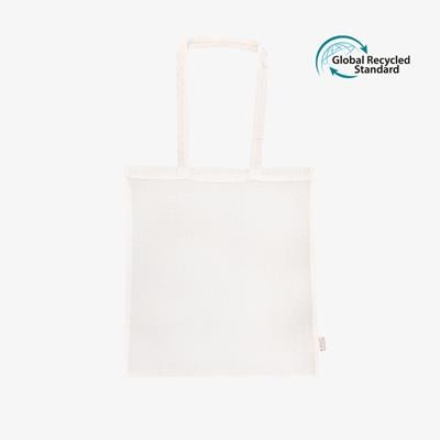 Picture of TWIGA WHITE 5OZ RECYCLED COTTON RPET LONG HANDLE SHOPPER TOTE BAG