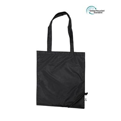 Picture of TAUSI ECO 100% RPET FOLDING BLACK BAG with Long Handles.