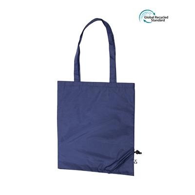 Picture of TAUSI ECO 100% RPET FOLDING NAVY BAG with Long Handles