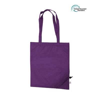 Picture of TAUSI ECO 100% RPET FOLDING PURPLE BAG with Long Handles.