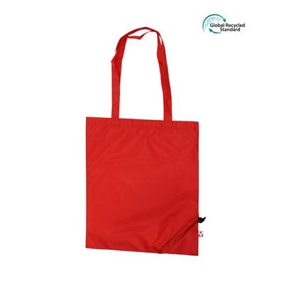 Picture of TAUSI ECO 100% RPET FOLDING RED BAG with Long Handles.