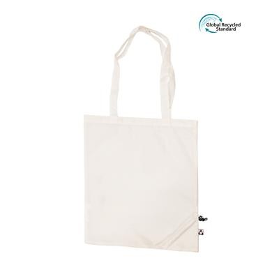 Picture of TAUSI ECO 100% RPET FOLDING WHITE BAG with Long Handles.