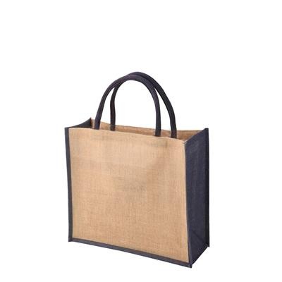 Picture of TEMBO CT BLUE 100% ECO JUTE SHOPPER TOTE BAG with Dyed Gusset & Matching Short Cotton Cord Handles.