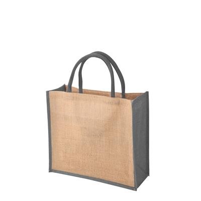 Picture of TEMBO CT GREY 100% ECO JUTE SHOPPER TOTE BAG with Dyed Gusset & Matching Short Cotton Cord Handles