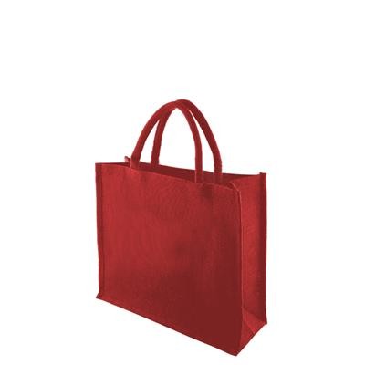 Picture of TEMBO FC RED 100% ECO JUTE SHOPPER TOTE BAG with Short Cotton Cord Handles.