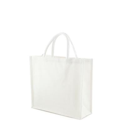 Picture of TEMBO FC WHITE 100% ECO JUTE SHOPPER TOTE BAG with Short Cotton Cord Handles