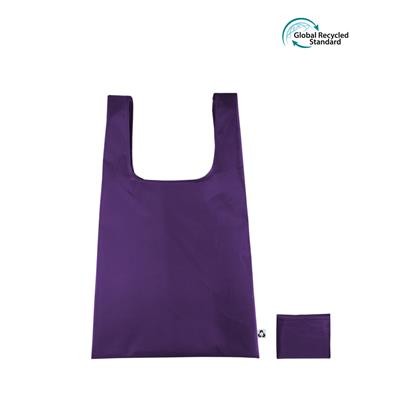 Picture of TOMBILI ECO 100% RPET FOLDING PURPLE BAG with Side Gusset, Inner Pocket & Vest Handles