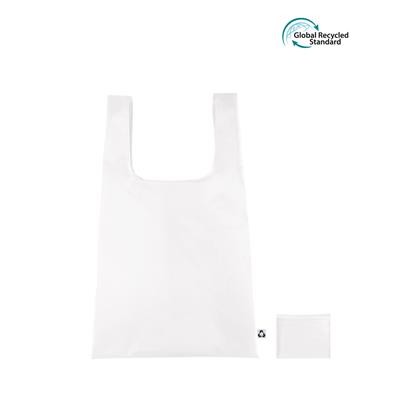 Picture of TOMBILI ECO 100% RPET FOLDING WHITE BAG with Side Gusset, Inner Pocket & Vest Handles