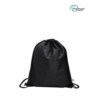 Picture of TOMBO ECO 100% RPET BLACK BAG with Drawstring Closure.