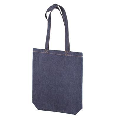 Picture of JIVI 12OZ BLUE DENIM BAG with Long Handles & Contrasting Cross Stitch