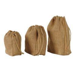 Picture of NATURAL JUTE LARGE 100% ECO DRAWSTRING POUCH.