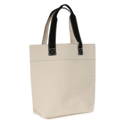 Picture of KAA 100% NATURAL CANVAS ECO SHOPPER 16OZ TOTE BAG with Medium Dyed Black Canvas Handles