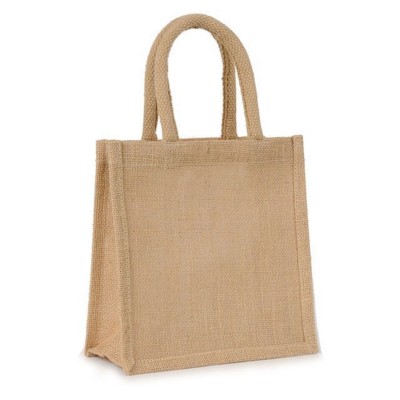 Picture of MINI JUTE BAG with Short Cotton Handles in Natural.