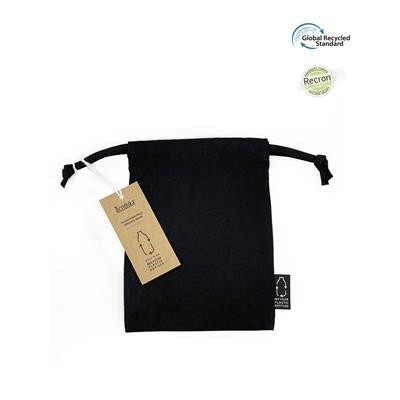 Picture of RPET POUCH BLACK ECO DRAWSTRING 5OZ POUCH MADE FROM 100% RECYCLED PLASTIC BOTTLES (RPET)