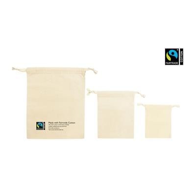 Picture of SMALL FAIRTRADE COTTON DRAWSTRING 5OZ POUCH with Cotton Tape Drawstring
