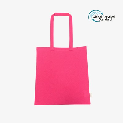 Picture of TWIGA PINK 5OZ RECYCLED COTTON RPET LONG HANDLE SHOPPER TOTE BAG