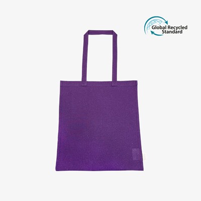 Picture of TWIGA PURPLE 5OZ RECYCLED COTTON RPET LONG HANDLE SHOPPER TOTE BAG